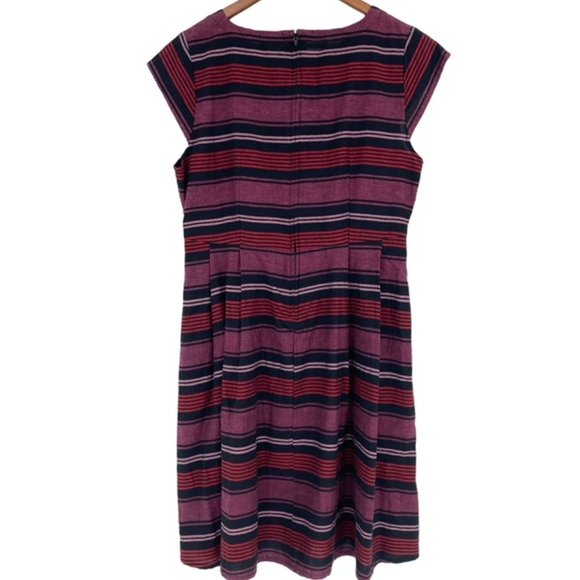 Mata Traders Devonshire Fit & Flare Striped Mini Dress Pockets Sinched Size L. - Picture 6 of 10